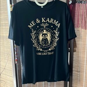 Black Graphic Tee with Gold Print